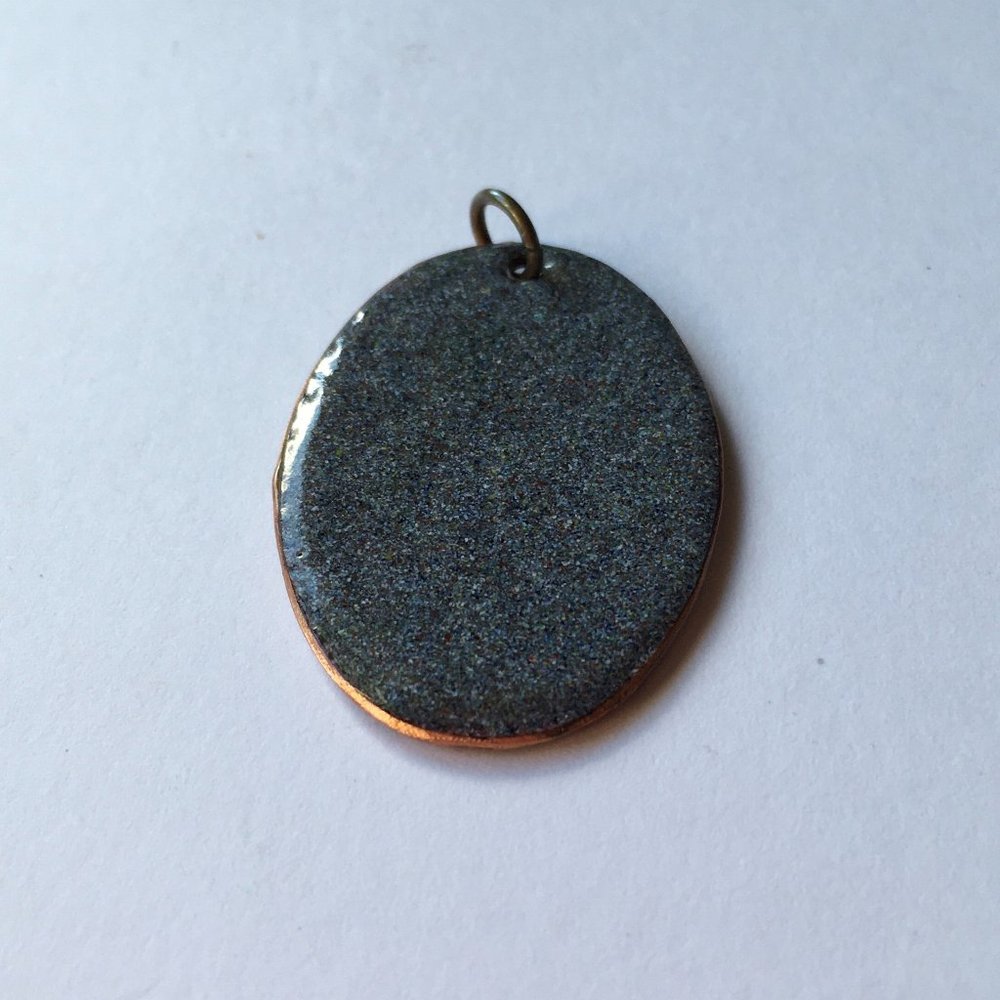 Textured Design - Botanical Leaf Enamel on Copper Pendant - Picture 3 of 5